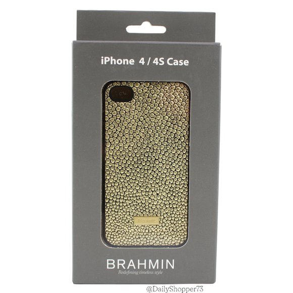 Brahmin Other - Brahmin Metallic Gold Textured Pebble Leather Phone Case for iPhone 4 / 4S